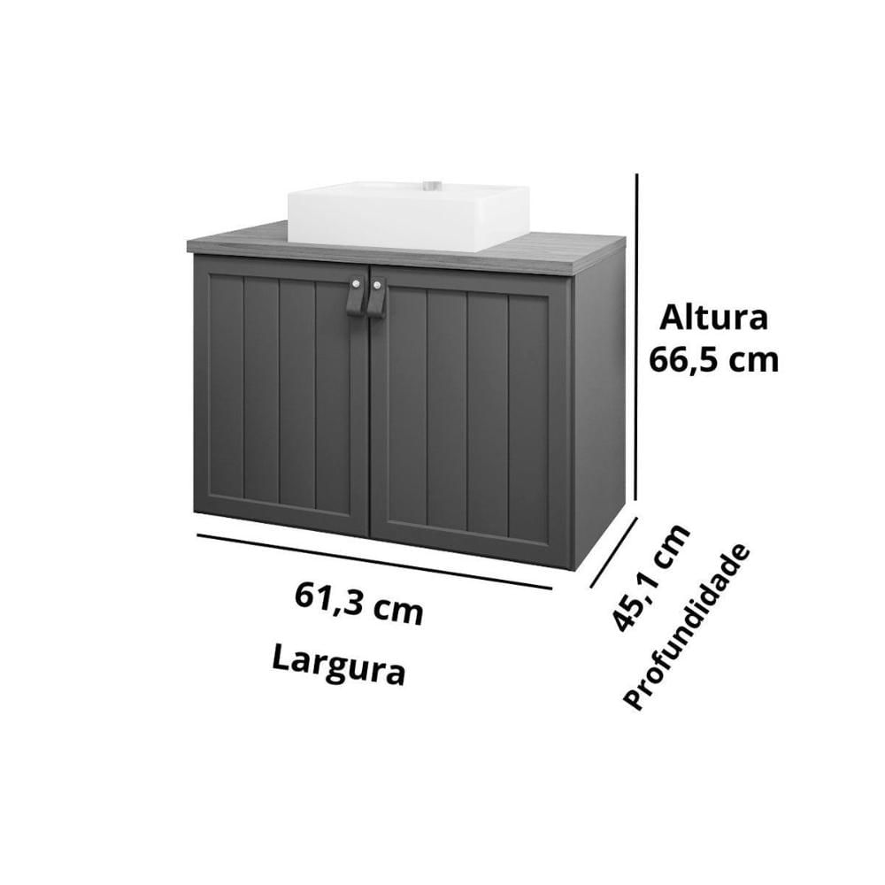 Bancada de Banheiro Balcão Alure 2 Portas c/ Cuba 60cm Cappuccino/Freijo - MGM
