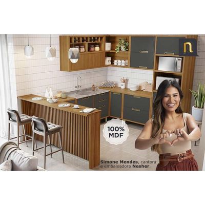 Kit de Cozinha Completa 2 Peças Imperatriz (1Aéreo+1Balcão) C2P30 Freijo/Grafite - Nesher