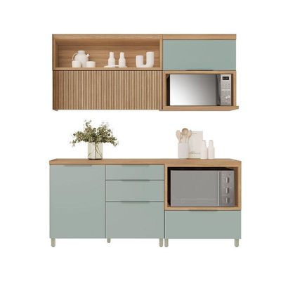 Kit de Cozinha Completa 4 Peças Marquesa (2Aéreos+2Balcões) C4P24 Nogueira - Nesher