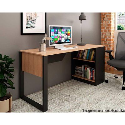 Mesa Multiuso Escritório ME4182 160cm Amêndoa/Preto - Tecno Mobili