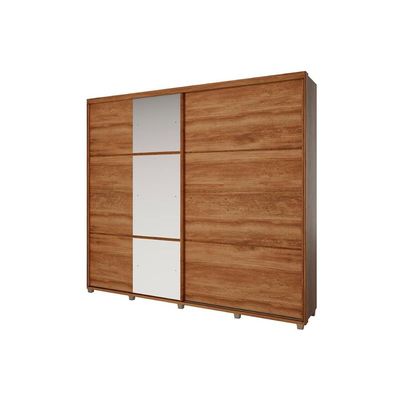 Guarda Roupa 2 Portas de Correr e 6 Gavetas c/ Espelho Titan 1173 c/ Pés Freijo - Carraro