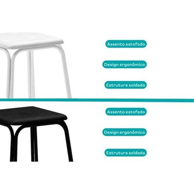 Kit 2 Banquetas Sala Jantar 1748 4 Un Preto- Courano Preto - Carraro
