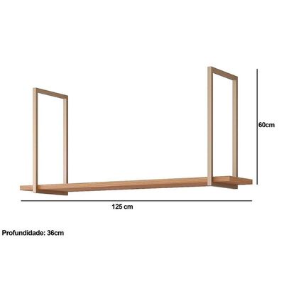 Prateleira Decorativa Sala Estar Suspensa Eloise 1.25cm Freijo - Mgm