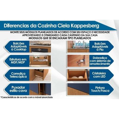 Tampo De Cozinha Modulado P- Balcão Ciela E616 20cm Canela - Kappesberg