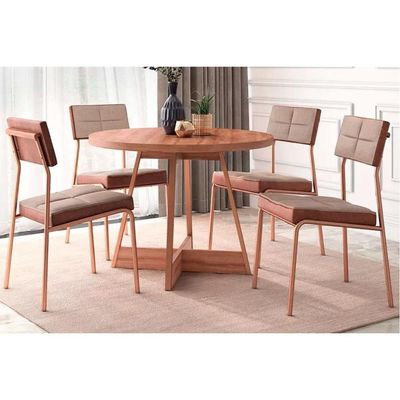 Cadeira Sala De Jantar Neo 1740 Kit 4 Uni Rose-linho Areia-courano Caramelo - Carraro