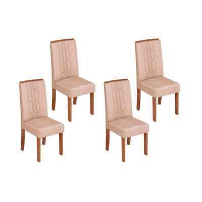 Cadeira Sala De Jantar Zoe Kit 4 Un Freijo-suede Creme - Dj Móveis