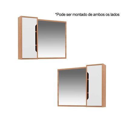 Espelheira De Banheiro Bn3645 80x60cm Amêndoa-branco - Tecno Mobili