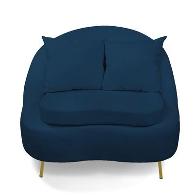 Poltrona Decorativa Orgânica Pé Ferro Dou Kit 2 Zaya Bouclê C05 Azul