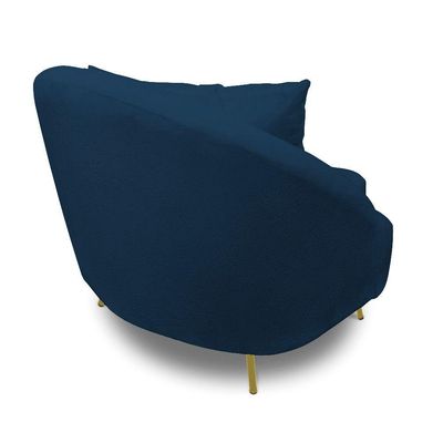 Poltrona Decorativa Orgânica Pé Ferro Dou Kit 2 Zaya Bouclê C05 Azul