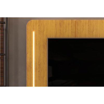 Home p/ TV até 75 Pol Atlas Ripado c/ 2 Portas 218x62cm Cedro - DJ Móveis