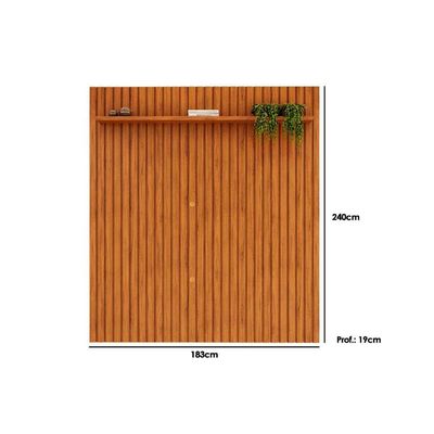 Rack Bancada c/ Painel p/ TV até 65 Pol Pratic Ripado 1 Prateleira 183x240cm Freijo - DJ Móveis