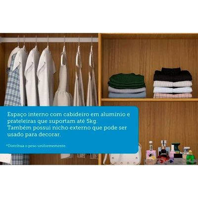 Guarda Roupa 4 Portas (2 c/ Espelho) e 3 Gavetas Débora Nature/Off White - ACP