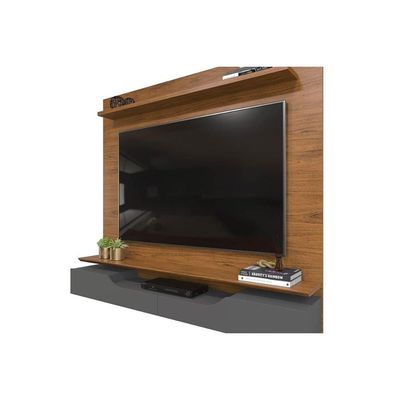 Rack Bancada c/ Painel p/ TV até 60 Pol Levi Prateleiras 160x146cm Cedro/Bali - DJ Móveis