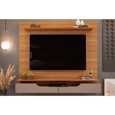Rack Bancada c/ Painel p/ TV até 60 Pol Levi Prateleiras 160x146cm Cedro/Bali - DJ Móveis