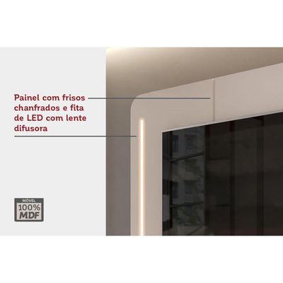 Home p/ TV até 75 Pol Atlas 100% MDF c/ Led 218x135cm Cedro - DJ Móveis