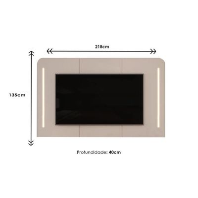 Home p/ TV até 75 Pol Atlas 100% MDF c/ Led 218x135cm Cedro - DJ Móveis