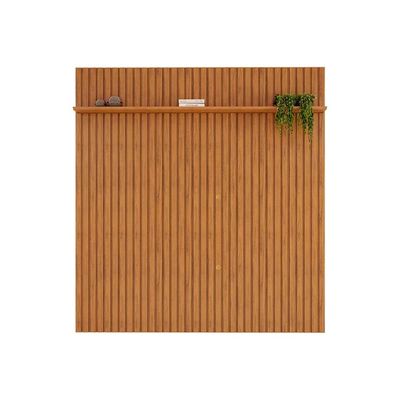 Rack Bancada c/ Painel p/ TV até 65 Pol Pratic Ripado 1 Prateleira 223x240cm Freijo - DJ Móveis