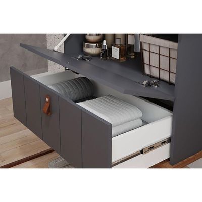 Balcão p/ Banheiro Milano 1 Porta e 1 Gaveta c/ Cuba 80cm Pistache/Freijo - MGM