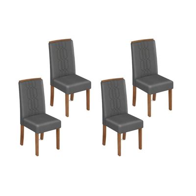 Cadeira de Cozinha Zoe Kit 4 Un Freijó/Suede Lunar - DJ Móveis