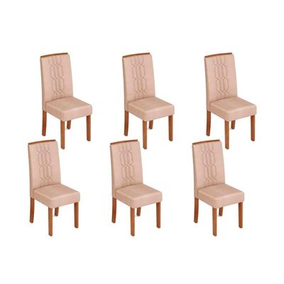 Cadeira de Cozinha Zoe Kit 6 Un Freijo/Suede Creme - DJ Móveis