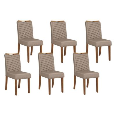 Cadeira de Cozinha Julia Kit 6 un Freijó/Suede Kraft - DJ Móveis