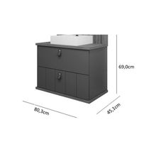 Balcão p/ Banheiro Milano 1 Porta e 1 Gaveta c/ Cuba 80cm Cappuccino/Freijo - MGM