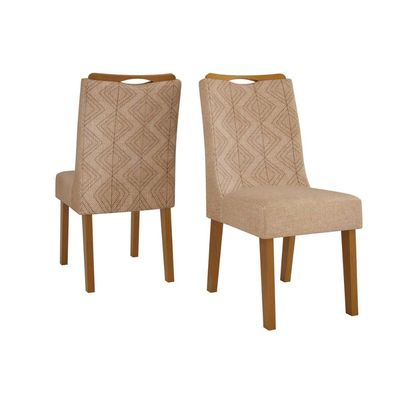 Cadeira de Cozinha Stela Kit 2 Un Ipe/Suede Kraft Bege - DJ Móveis