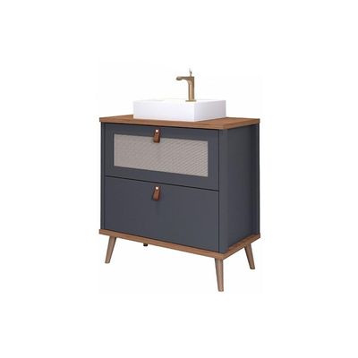 Balcão p/ Banheiro Vêneto 1 Porta e 1 Gaveta c/ Cuba 80cm Cappuccino/Freijo - MGM