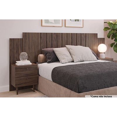 Painel Cama Box Madeirado Casal/Quenn Genova c/ 2 Mesas e 4 Gavetas Avelã - Panan