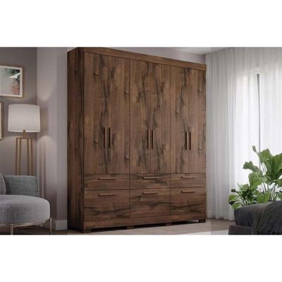 Guarda Roupa 6 Portas e 5 Gavetas Porto Cinamomo - Panan