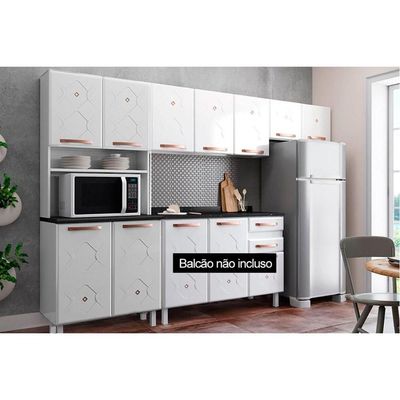 Cozinha Compacta Mirage Aço 3 Peças (2 Aéreos + 1 Paneleiro) CZC40 Branco/Preto - Telasul