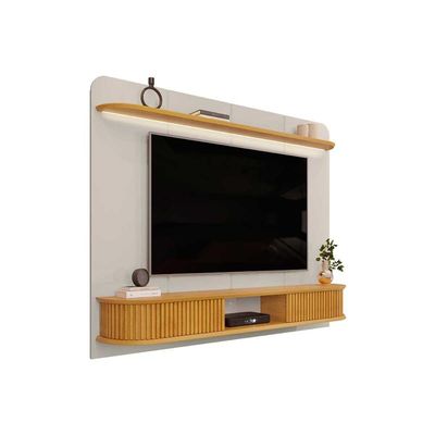 Rack Bancada c/ Painel p/ TV até 75 Pol Capri Led e 2 Portas 215x170cm Bali/Cedro - DJ Móveis