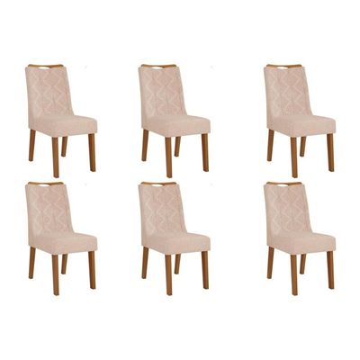 Cadeira de Cozinha Stela Kit 6 Un Ipe/Suede Kraft - DJ Móveis