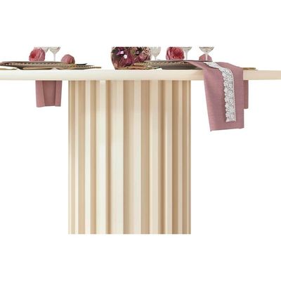 Mesa p/ Cozinha Viena c/ Tampo Madeirado c/ Vidro 136cm Freijó/Off White - DJ Móveis