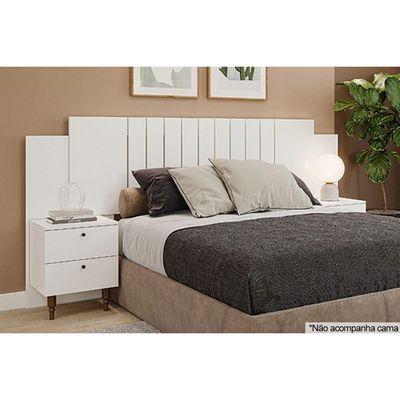 Painel Cama Box Madeirado Casal/Quenn Genova c/ 2 Mesas e 4 Gavetas Branco - Panan