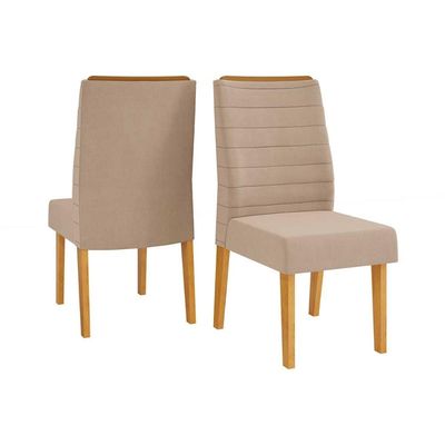 Cadeira de Cozinha Ondina Kit 2 Un Cedro/Suede Kraft Bege - DJ Móveis