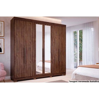 Guarda Roupa 6 Portas (2 c/ Espelho) e 6 Gavetas c/ Pés Cecilia Cinamomo - Panan