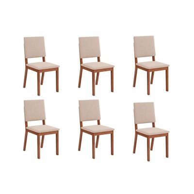Cadeira de Cozinha Talia Kit 6 Un Freijo/Suede Creme - DJ Móveis