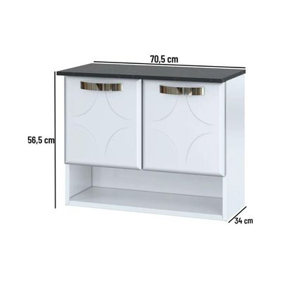 Balcão p/ Banheiro Rubi c/ 2 Portas Branco - Telasul
