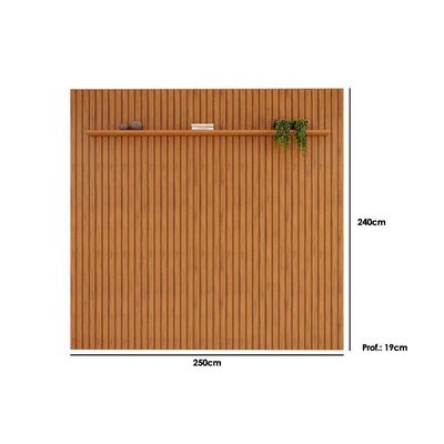 Rack Bancada c/ Painel p/ TV até 85 Pol Pratic Ripado 1 Prateleira 250x240cm Freijo - DJ Móveis