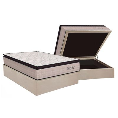 Cama Box Baú Casal: Colchão Molas Ensacadas Orthoflex Memory HP + Base CRC Suede Clean (138x188)