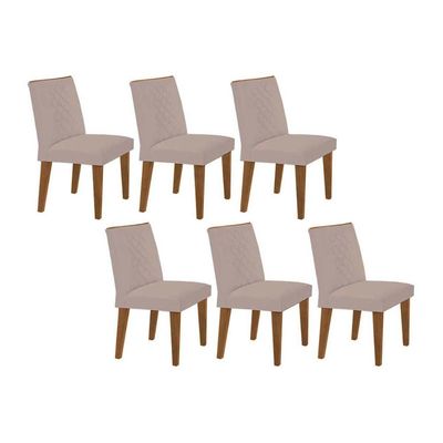 Cadeira de Cozinha Jade Kit 6 Un Capuccino/Suede Creme - Rufato