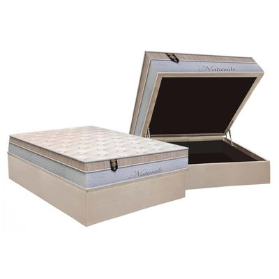 Cama Box Baú Casal: Colchão Molas Ensacadas Orthoflex Naturale + Base CRC Suede Clean (138x188)