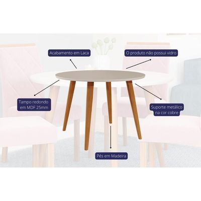 Mesa p/ Cozinha Dani Wood c/ Tampo Madeirado 110cm Madeirado/Off White - Cimol