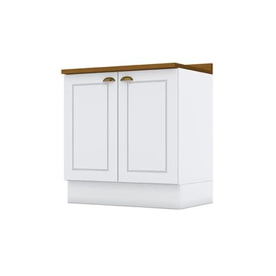 Balcão de Cozinha Modulado c/ Tampo Americana c/ 2 Portas 80cm Branco - Henn