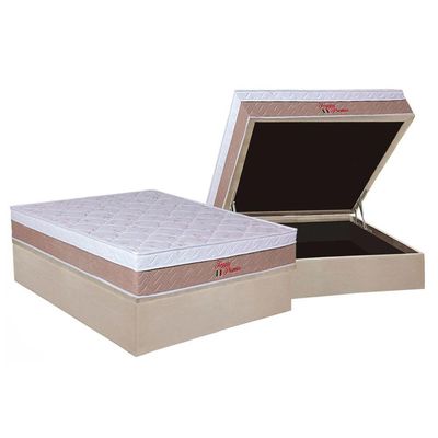 Cama Box Baú Casal: Colchão Anatômico Orthoflex Foggia Premier + Base CRC Suede Clean (138x188)