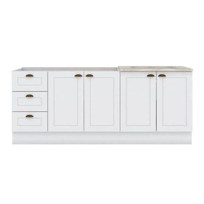Kit de Cozinha Completa 3 Peças Americana (2Balcões+1Complemento) s/Pia CZ137 Branco - Henn