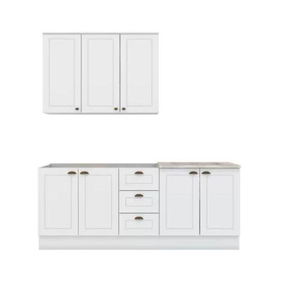 Kit de Cozinha Completa 4 Peças Americana (1Aéreo+2Balcões+1Complemento) s/Pia CZ126 Branco - Henn