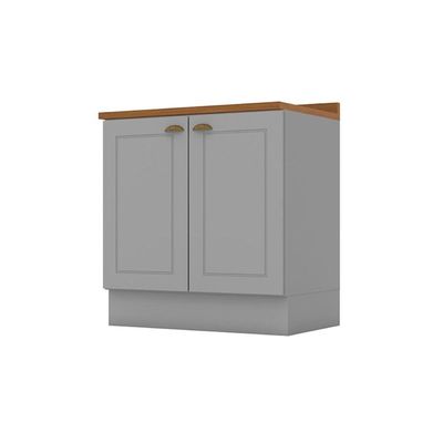 Gabinete de Cozinha Modulado Balcão c/ Tampo Americana c/ 2 Portas 80cm Cinza - Henn