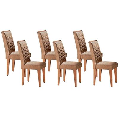 Kit 6 Cadeiras Sala Jantar Londrina 6 Un Imbuia/Suede Capuccino - Rufato